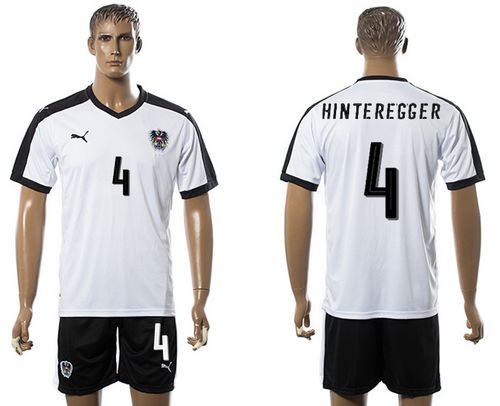 Austria #4 Hinteregger White Away Soccer Country Jersey - Click Image to Close